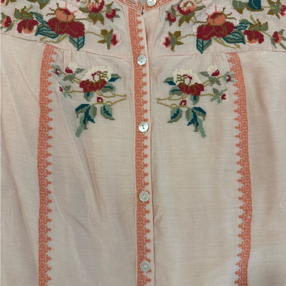 NWOT Sundance Isla Rose Embroidered Floral Peach Blouse - Picture 8 of 14